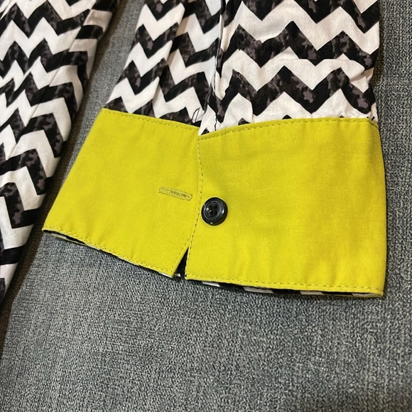 Zac & Rachel button up cotton-spandex size XL white with black zigzag 24-148 - Picture 2 of 8